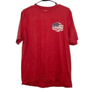 Coast Saltwater Tee Mens Medium Red American Flag Graphic T-Shirt Cotton